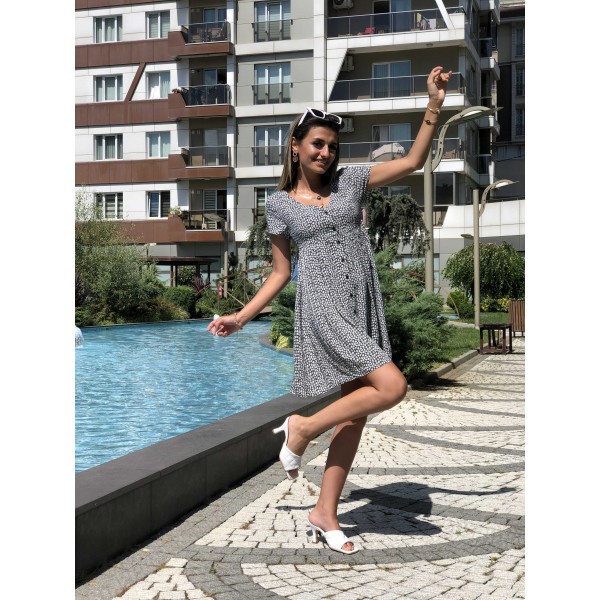 MİDİ BOY DESENLİ GÖMLEK ELBİSE